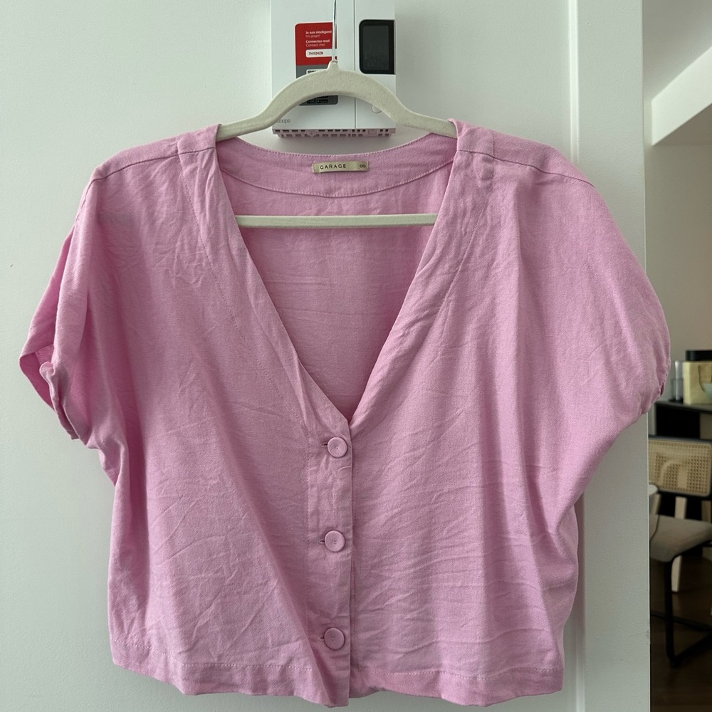 Pink Button-Up Women's Top